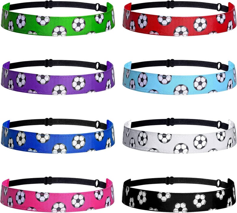 SUMERSHA 8Pcs Soccer Headbands for Girls Women Elastic Soccer Hairband NonSlip Adjustable Football Headband Sports Hair Accessories 8 Colors