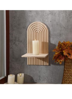 XiuWoo 2-Pcs Boho Wood Wall Hanging Shelves, Arch Decor Shelf, Home Floating Storage Shelf, Bohemian Display Shelving, Wall Decor Rack for Home, Office  - Image 2