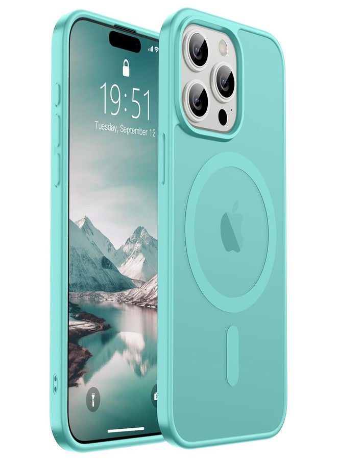 استلق جراب SUPFINE المغناطيسي لهاتف iPhone 15 Pro Max (متوافق مع MagSafe) (حماية فائقة ضد السقوط بمعايير عسكرية) جراب نحيف شفاف غير لامع مقاوم للصدمات ومضاد لبصمات الأصابع، أزرق مخضر - Image 1