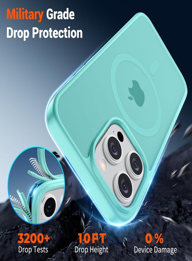 استلق جراب SUPFINE المغناطيسي لهاتف iPhone 15 Pro Max (متوافق مع MagSafe) (حماية فائقة ضد السقوط بمعايير عسكرية) جراب نحيف شفاف غير لامع مقاوم للصدمات ومضاد لبصمات الأصابع، أزرق مخضر - Image 4