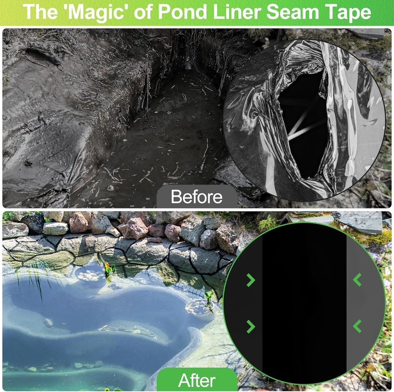 ToLanbbt رقعة إصلاح بطانة البركة (قطعتان)، 8 × 8 بوصة، مجموعة رقعة إصلاح بطانة EPDM ذاتية اللصق ومقاومة للماء، مطاط سميك، مجموعة لصق و��ك لصق لختم البركة، لتغطية حديقة EPDM - Image 5