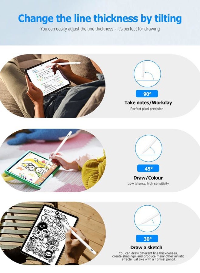 MYSTILUCK Stylus Pen for iPad 11th & 10th Gen - 2X Faster Charging, Tilt & Palm Rejection, Works with iPad Pro 12.9/11/M4, Air 5/M2, Mini 5/6/7, iPad 6th-11th Gen (2018-2025) - Image 4