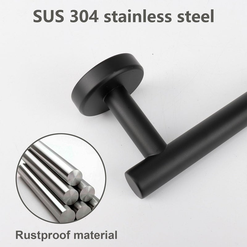 TocTen Bath Towel Bar - 2 Pack Thicken SUS304 Stainless Steel Towel Rack for Bathroom  Bathroom Hardware Accessories Towel Rod Heavy Duty Wall Mounted Towel Holder (24 Inch  Matte Black) - Image 3