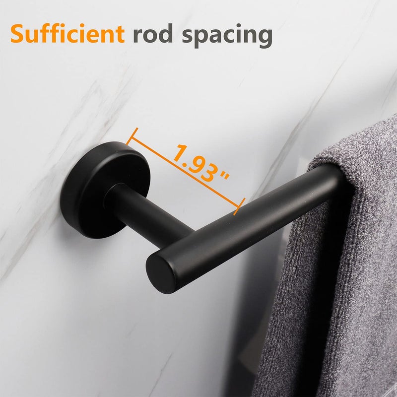 TocTen Bath Towel Bar - 2 Pack Thicken SUS304 Stainless Steel Towel Rack for Bathroom  Bathroom Hardware Accessories Towel Rod Heavy Duty Wall Mounted Towel Holder (24 Inch  Matte Black) - Image 5
