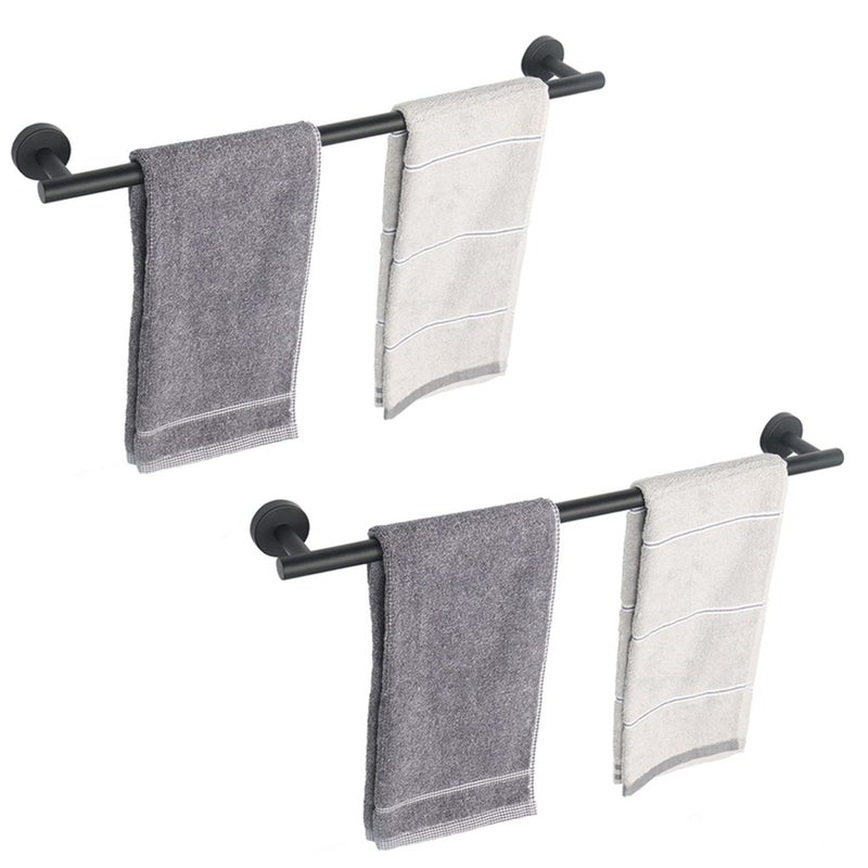 TocTen Bath Towel Bar - 2 Pack Thicken SUS304 Stainless Steel Towel Rack for Bathroom  Bathroom Hardware Accessories Towel Rod Heavy Duty Wall Mounted Towel Holder (24 Inch  Matte Black) - Image 1