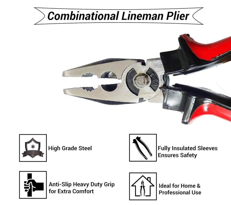 Combo of Plier, 2in1 Screwdriver, Line Tester, Electrical Tape, Wire Cutter Hand Tool Kit (5 Tools), Multicolour  - Image 2