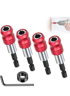 SYOSI 4 Pcs 1/4” Hex Shank Magnetic Screwdriver Bits Holder Magnetic, Quick Change Bit Holder Socket Screw Driver Drill Bit for Power Drill Bits Impact Wrench Screwdriver, 60mm