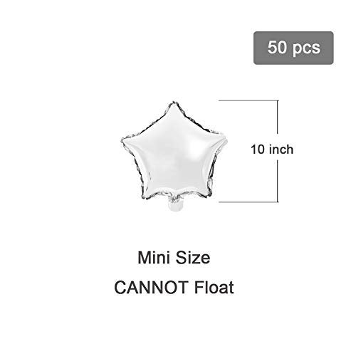 MOWO Star-shaped Foil Balloons, 10" Silver, Pack of 50 - Image 2