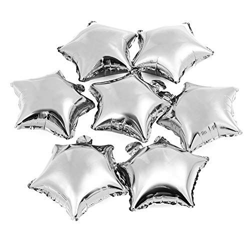 MOWO Star-shaped Foil Balloons, 10" Silver, Pack of 50 - Image 1