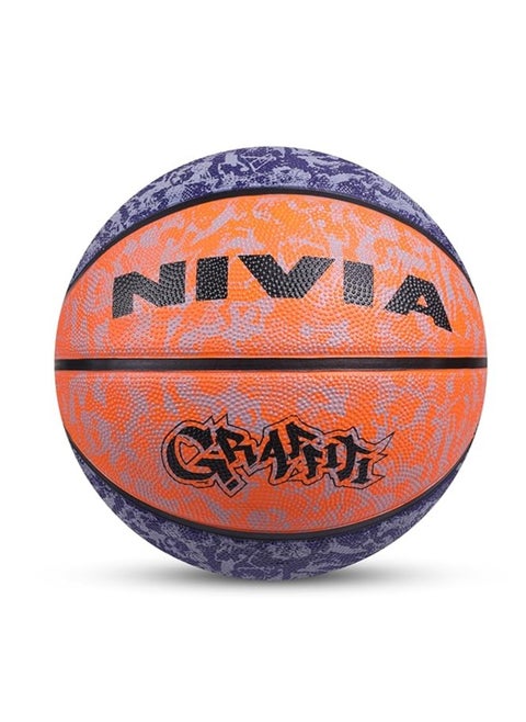 Graffiti Moulded Basketball | Size: 7 | Material: Rubber | Suitable for Hard Surface | Ideal for Intermediate, Training, Competition | Machine Stitched | Butyl Bladders