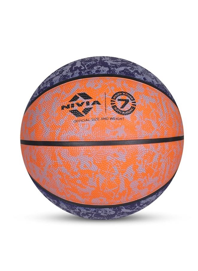 Graffiti Moulded Basketball | Size: 7 | Material: Rubber | Suitable for Hard Surface | Ideal for Intermediate, Training, Competition | Machine Stitched | Butyl Bladders