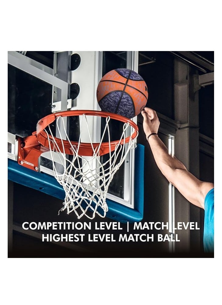 Graffiti Moulded Basketball | Size: 7 | Material: Rubber | Suitable for Hard Surface | Ideal for Intermediate, Training, Competition | Machine Stitched | Butyl Bladders