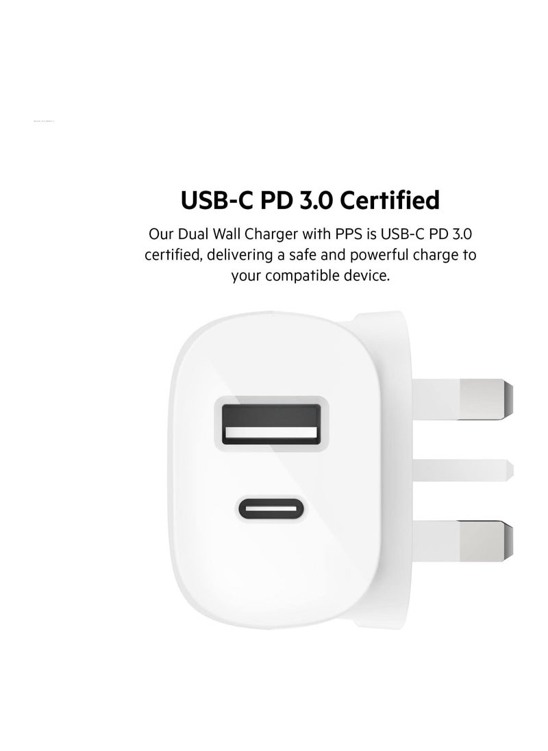 Generic Belkin 37W USB Type C PPS PD Dual Port Wall Phone Charger, Power Delivery 25W USB C Port and 12W USB A Port for Fast Charging Samsung Galaxy S23, Ultra, Plus, Note 20, iPhone 14 Series and More  - Image 5