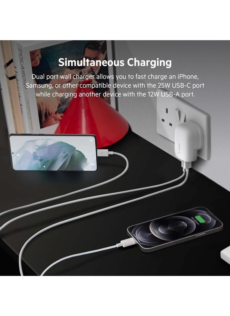Generic Belkin 37W USB Type C PPS PD Dual Port Wall Phone Charger, Power Delivery 25W USB C Port and 12W USB A Port for Fast Charging Samsung Galaxy S23, Ultra, Plus, Note 20, iPhone 14 Series and More  - Image 3