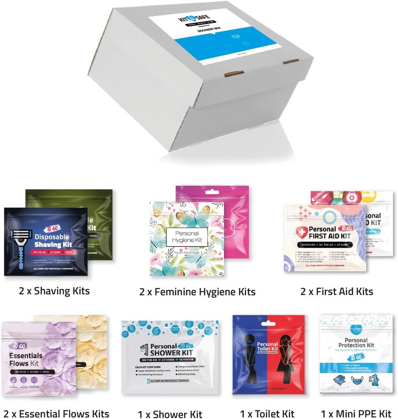 pH Advantage Discovery Kit with Shaving Feminine Hygiene First Aid Essential Flows Shower Toilet  PPE Kits  Complete Travel  Emergency Essentials in a Convenient Box - Image 2