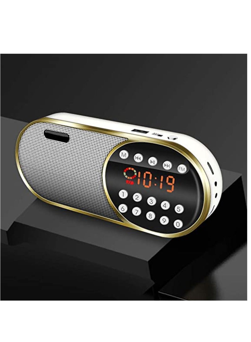 Portable Mini FM Radio Wireless Bluetooth 5.0 Speakers TF USB Clock LED Flashlight Function Support 3.5mm Headphone MP3 Player - Image 2