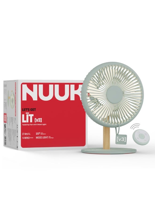 NUUK LĪT v3 | Rechargeable Table Fan | 3 Mood Lights | 6000mAh Battery | Up to 17H Runtime | Magnetic Remote | Ultra-Silent BLDC Motor | 120° Auto Oscillation | Type-C Charging - Image 1