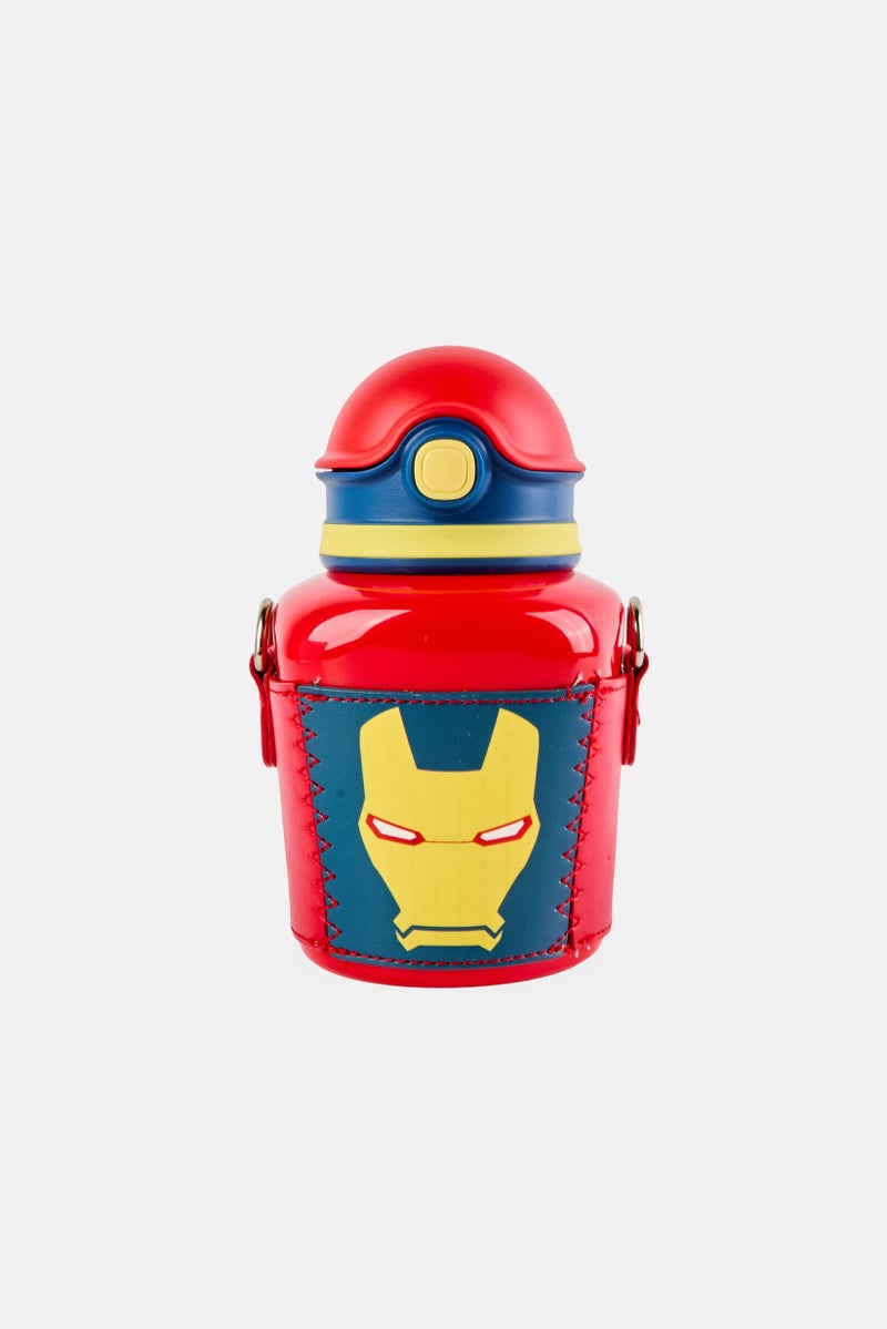 MARVEL Iron Man Stainless Steel Water Bottle With Two Cup 500 ml, Red - Image 1
