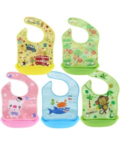 Happy Home 4pcs Waterproof Silicone Baby Bibs with Drool Pocket (Multicolor)  - Image 1