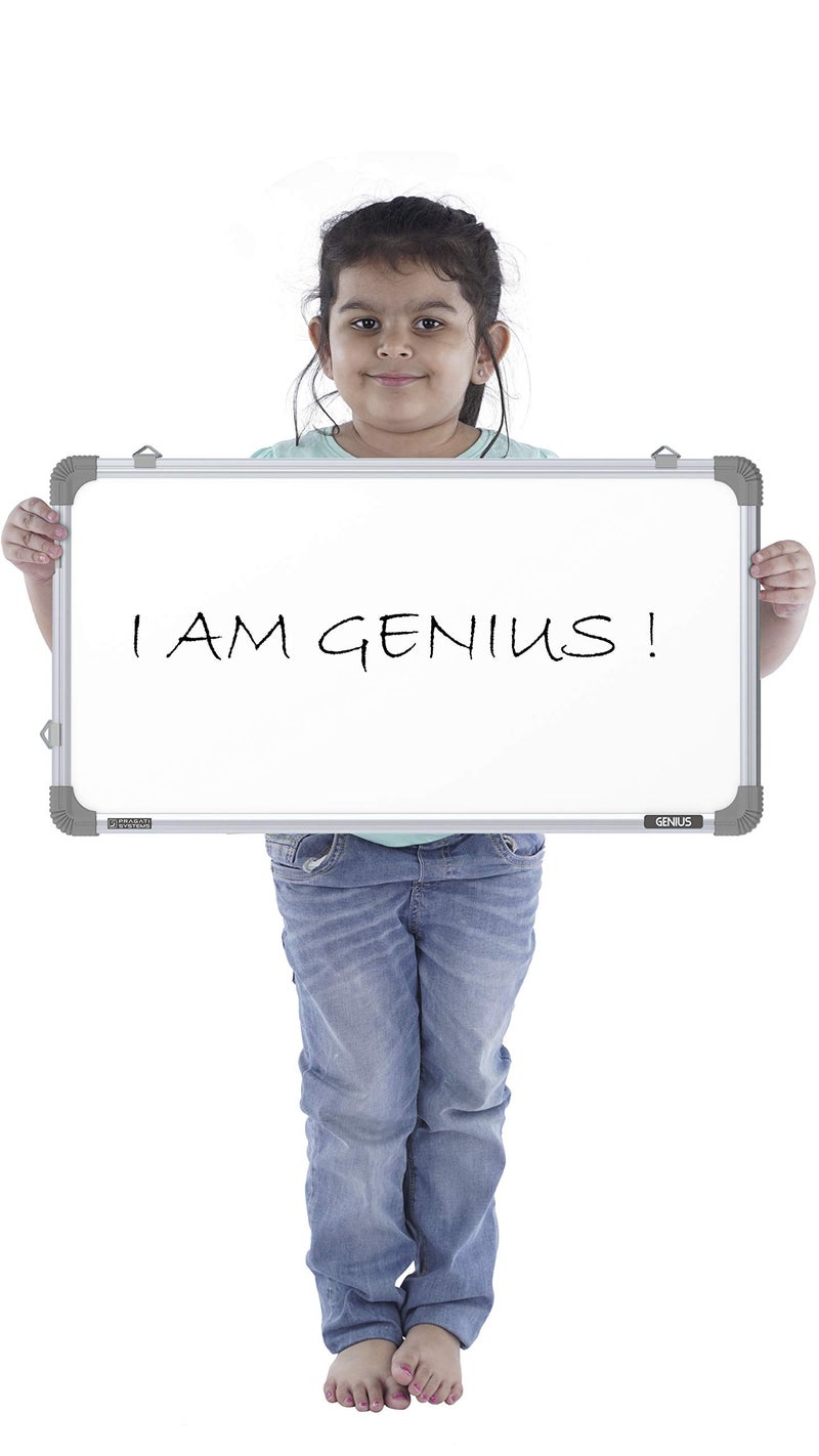 Pragati Systems Genius Melamine (Non-Magnetic) Whiteboard for Kids & Home with Lightweight Aluminium Frame | Portable & Featherlight Dry Erase Marker Board | Extra Small Size 1x2 Feet (Pack of 1) - Image 3