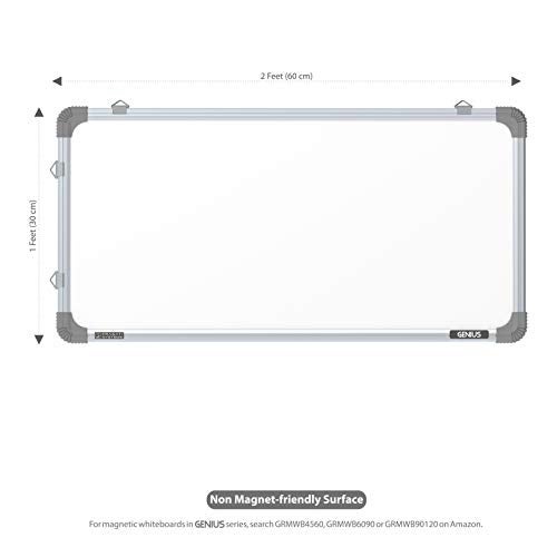 Pragati Systems Genius Melamine (Non-Magnetic) Whiteboard for Kids & Home with Lightweight Aluminium Frame | Portable & Featherlight Dry Erase Marker Board | Extra Small Size 1x2 Feet (Pack of 1) - Image 2