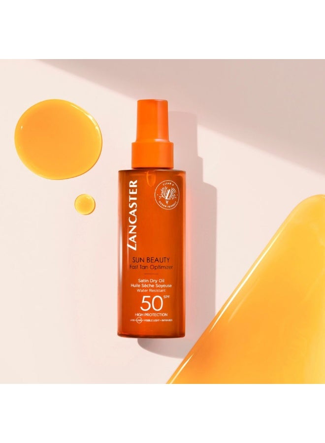 لانكستر زيت لانكستر صن بيوتي سريع التسمير، ساتان دراي أوبتيمايزر، بعامل حماية من الشمس 50، 150 مل - Image 4
