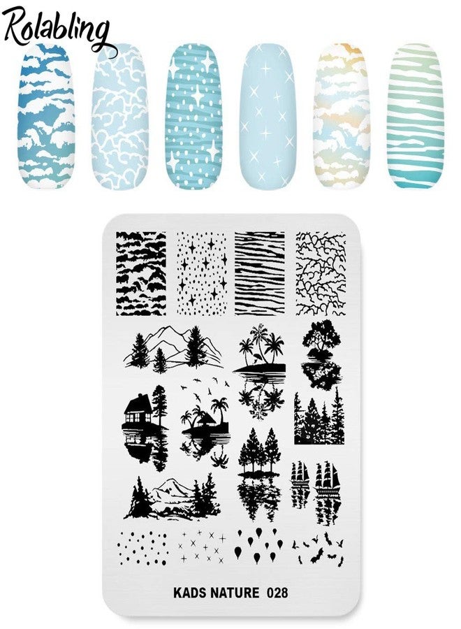 Rolabling Nail Stamping Plate Fashion Nature Lake Lakeside River Seaside Jungle Night Sky Theme Multi-Pattern Stamp Print Image Stamp Template Nail Art for Nail Design By Rolabling - Image 3