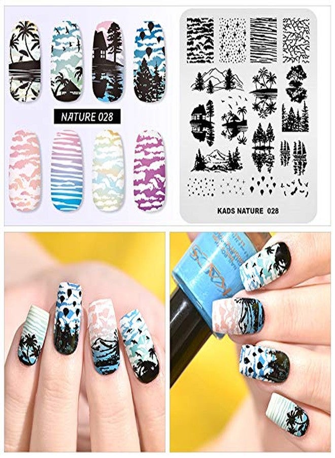 Rolabling Nail Stamping Plate Fashion Nature Lake Lakeside River Seaside Jungle Night Sky Theme Multi-Pattern Stamp Print Image Stamp Template Nail Art for Nail Design By Rolabling - Image 2