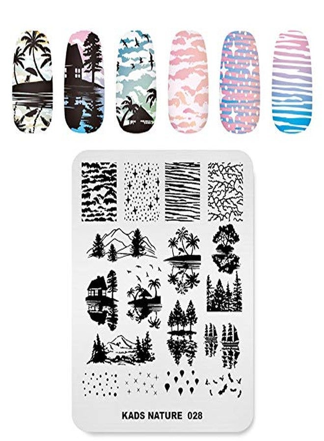 Rolabling Nail Stamping Plate Fashion Nature Lake Lakeside River Seaside Jungle Night Sky Theme Multi-Pattern Stamp Print Image Stamp Template Nail Art for Nail Design By Rolabling - Image 1