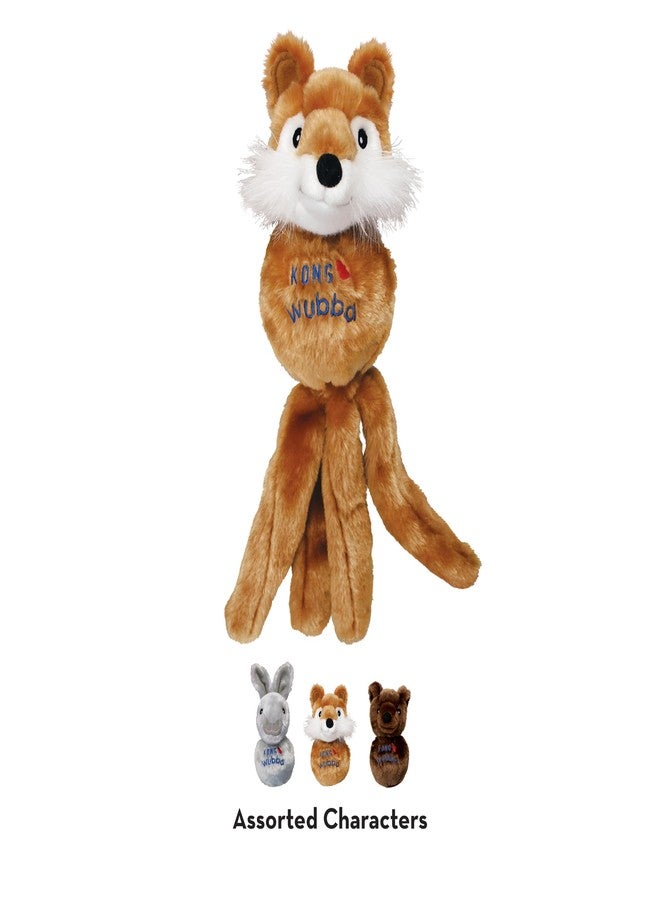 KONG Wubba Friend Dog Toy - Interactive Squeaky Plush with Tugging Tails for Fetch, Chew, and Play - Assorted Character - Fox, Bunny or Bear (Large (3 Pack)) - Image 2