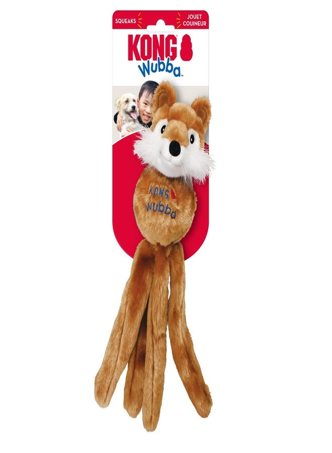 KONG Wubba Friend Dog Toy - Interactive Squeaky Plush with Tugging Tails for Fetch, Chew, and Play - Assorted Character - Fox, Bunny or Bear (Large (3 Pack)) - Image 4