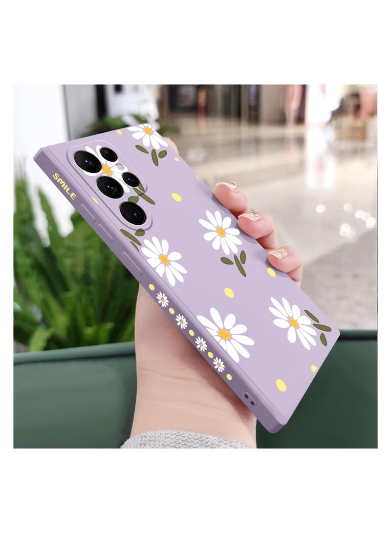 for Samsung Galaxy S22 Ultra Case, S22 Ultra Phone Cover Fashionable Flowers Designs Soft Silicone Drop Protective Fingerprint Women for Samsung S22 Ultra Case-Daisy Purple - Image 3