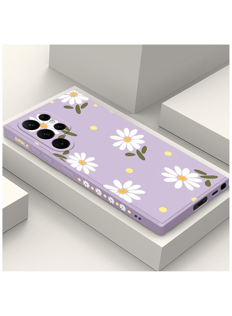 for Samsung Galaxy S22 Ultra Case, S22 Ultra Phone Cover Fashionable Flowers Designs Soft Silicone Drop Protective Fingerprint Women for Samsung S22 Ultra Case-Daisy Purple - Image 1
