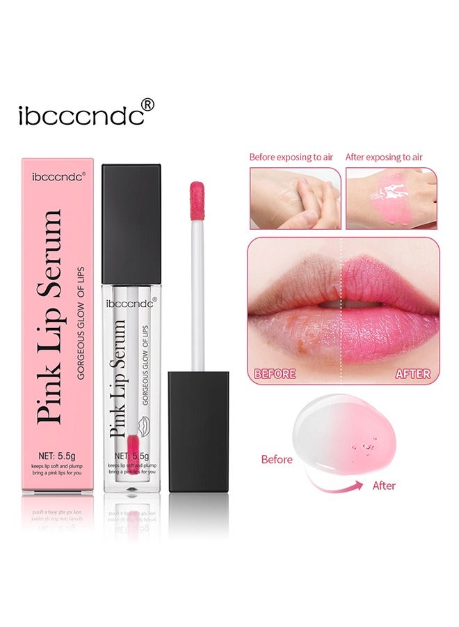 ibcccndc Pink Lip Serum，Lip Gloss Oil for Plumper and Moisturizer Serum ，Hydrating Lip Serum for Dry Peeling and Dark ，Lips Color Changing Lip Oil for Lips and Cheeks Gorgeous Glow of Lips 5.5g - Image 1