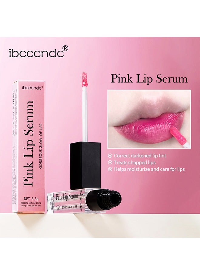 ibcccndc Pink Lip Serum，Lip Gloss Oil for Plumper and Moisturizer Serum ，Hydrating Lip Serum for Dry Peeling and Dark ，Lips Color Changing Lip Oil for Lips and Cheeks Gorgeous Glow of Lips 5.5g - Image 2