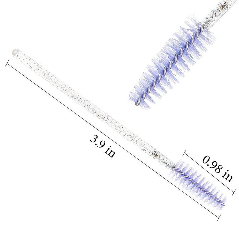 MyAoKuE-UP 300PCS Disposable Mascara Wands Spoolie Brush Crystal Eyebrow Brushes Eyelash Extension Applicator Makeup Kits.myaokue-up (White-Light Purple) - Image 4