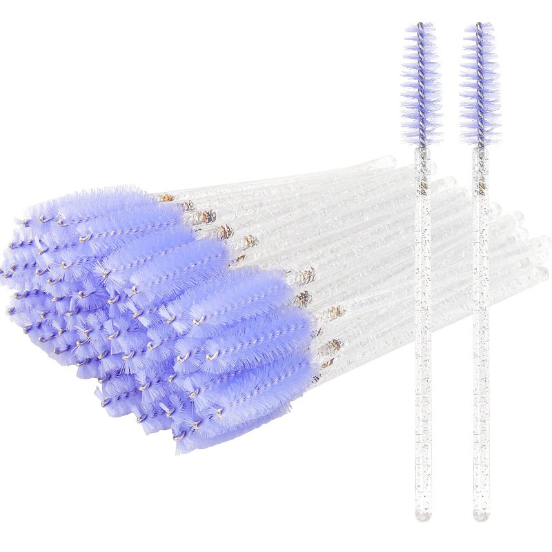 MyAoKuE-UP 300PCS Disposable Mascara Wands Spoolie Brush Crystal Eyebrow Brushes Eyelash Extension Applicator Makeup Kits.myaokue-up (White-Light Purple) - Image 2