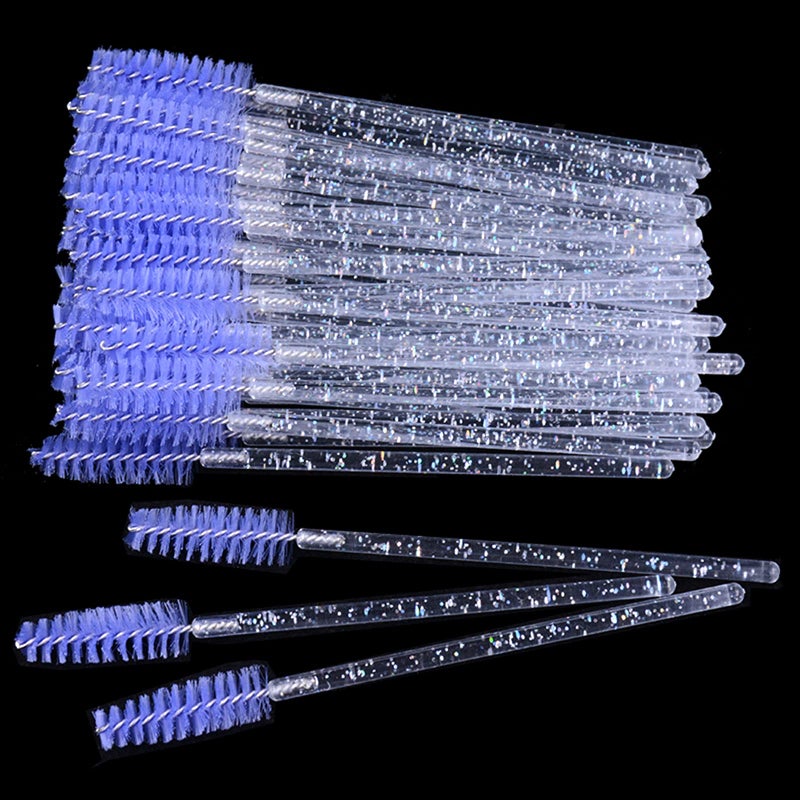 MyAoKuE-UP 300PCS Disposable Mascara Wands Spoolie Brush Crystal Eyebrow Brushes Eyelash Extension Applicator Makeup Kits.myaokue-up (White-Light Purple) - Image 1