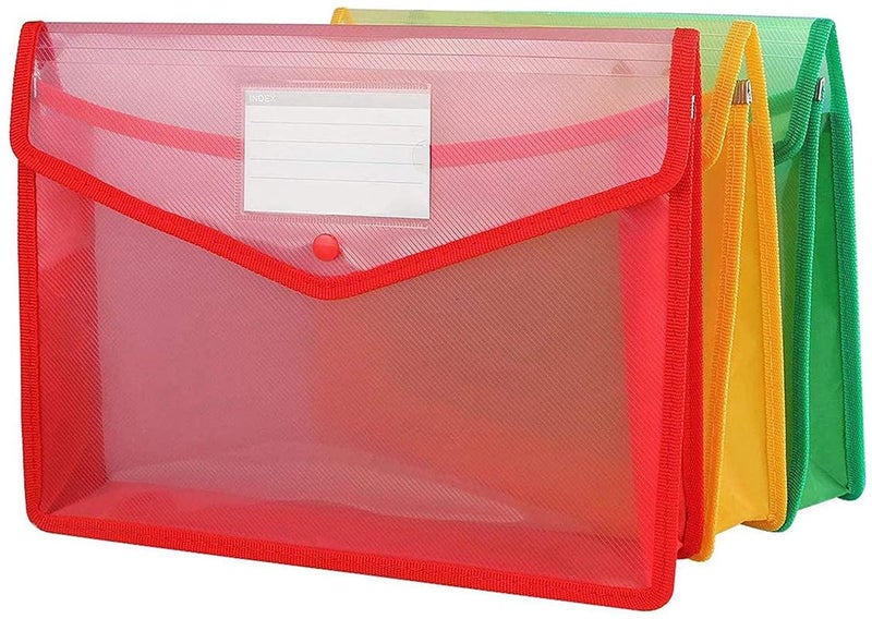 Plastic Envelope Folder,Transparent Plastic A4 Size Document Organizer Certificate File Holder/Document Folder for Certificates A4 Size/Legal/Brief Bag for Document quantity5