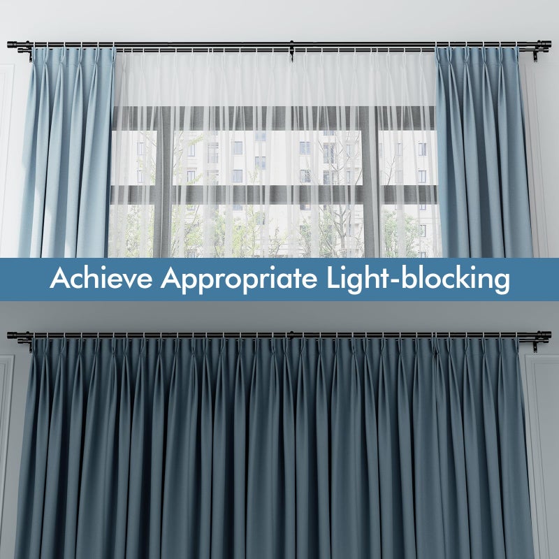 Alskarhem Double Curtain Rod for Windows 48 to 84 1 Inch Heavy Duty Decorative Drapery Rod with 5/8 Inch Adjustable Small Black Curtain Rods for Living Room Bedroom(32"-90") - Image 4