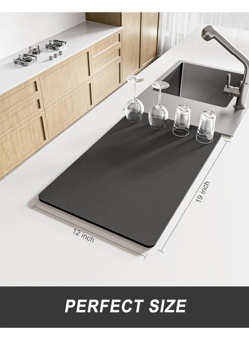 HOMESTAR Dish Drying Mat for Kitchen Counter, 12 x 19" Super Absorbent Drainer Pad Easy Clean Dish Rack Pad, Non-Slip Heat Resistant Coffee Bar Mats for Coffee Machine Station Accessories Decor - Image 2