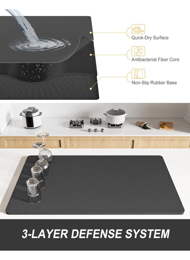 HOMESTAR Dish Drying Mat for Kitchen Counter, 12 x 19" Super Absorbent Drainer Pad Easy Clean Dish Rack Pad, Non-Slip Heat Resistant Coffee Bar Mats for Coffee Machine Station Accessories Decor - Image 4