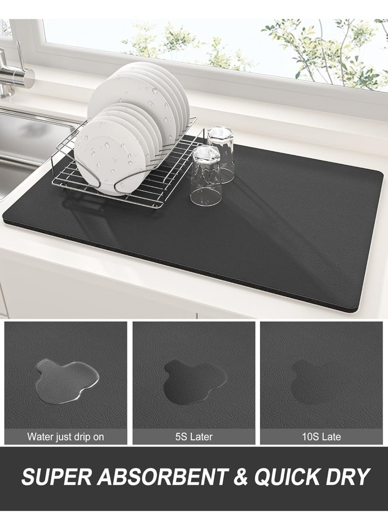 HOMESTAR Dish Drying Mat for Kitchen Counter, 12 x 19" Super Absorbent Drainer Pad Easy Clean Dish Rack Pad, Non-Slip Heat Resistant Coffee Bar Mats for Coffee Machine Station Accessories Decor - Image 3