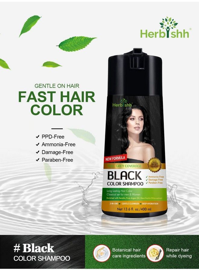 Herbishh Hair Color Shampoo For Gray Hair Enriched Color Shampoo Hair Dye Formula Hair Dye Shampoo And Conditioner Long Lasting & Diy (Black)  - Image 4