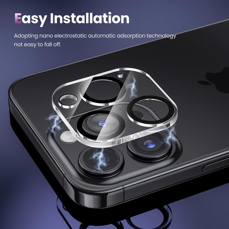CloudValley 6 Pack Camera Lens Protector for iPhone 15 PRO/ 15 PRO MAX & 14 PRO /14 PRO MAX Cameraa Lens Tempered Glass 9H Hardness,Ultra HD TRANSPARENT - Image 3