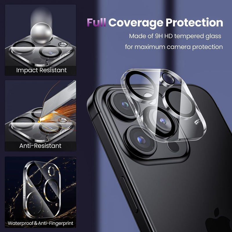 CloudValley 6 Pack Camera Lens Protector for iPhone 15 PRO/ 15 PRO MAX & 14 PRO /14 PRO MAX Cameraa Lens Tempered Glass 9H Hardness,Ultra HD TRANSPARENT - Image 2