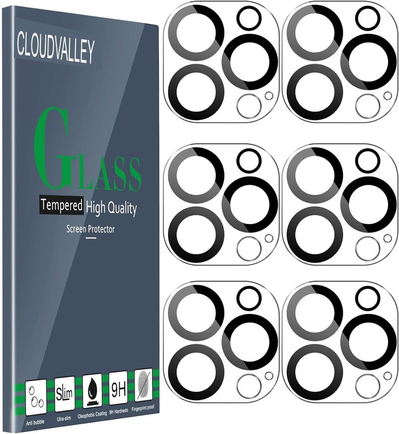 CloudValley 6 Pack Camera Lens Protector for iPhone 15 PRO/ 15 PRO MAX & 14 PRO /14 PRO MAX Cameraa Lens Tempered Glass 9H Hardness,Ultra HD TRANSPARENT - Image 1