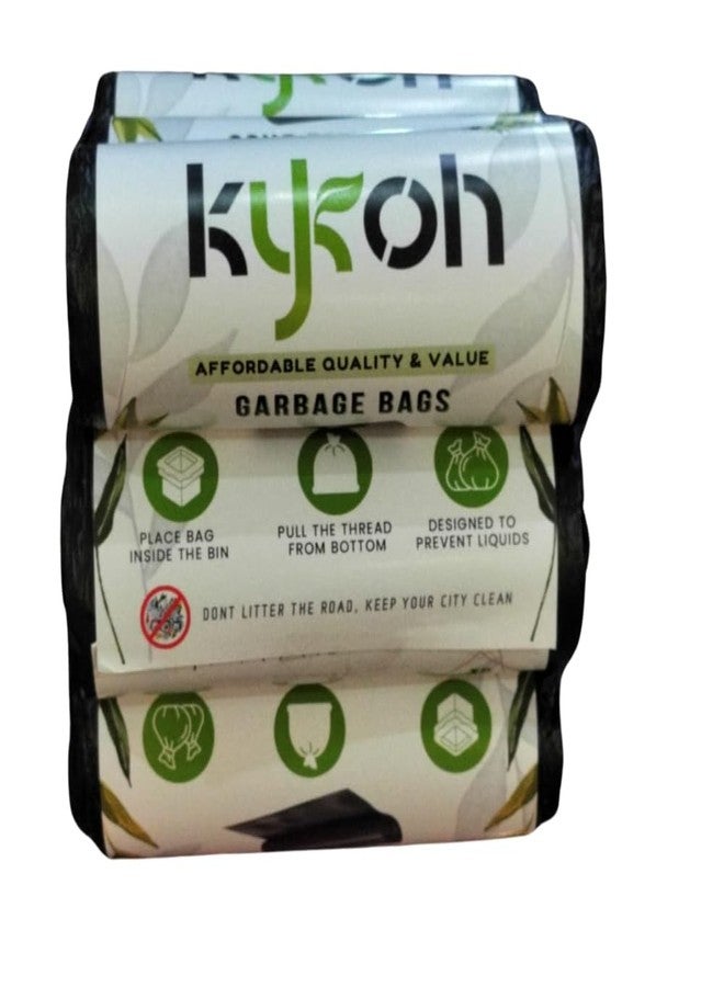 KYKOH Garbage Bags Medium|19 x 21inches Black, For Dry & Wet waste|30 bags/roll (Dustbin Bag/Trash Bag) (Black Color) (8) - Image 2