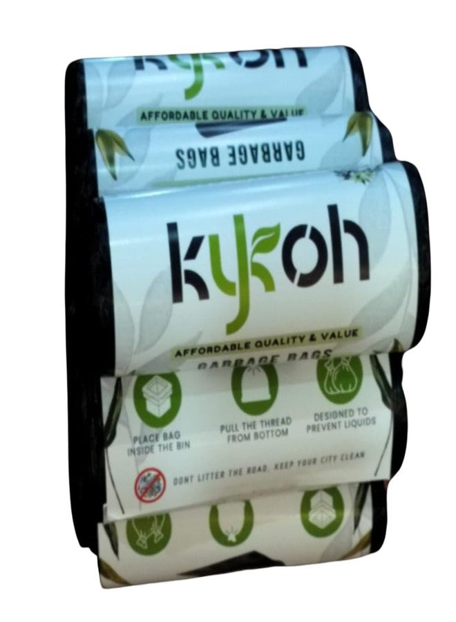 KYKOH Garbage Bags Medium|19 x 21inches Black, For Dry & Wet waste|30 bags/roll (Dustbin Bag/Trash Bag) (Black Color) (8) - Image 1