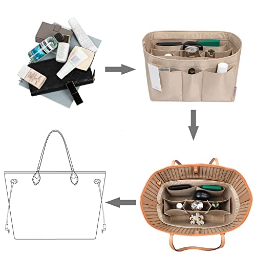 ZTUJO Purse Organizer Insert, Felt Bag Organizer For Handbag Purse Organizer,13 Colors, 6 Size (Medium, Silky Beige) - Image 5